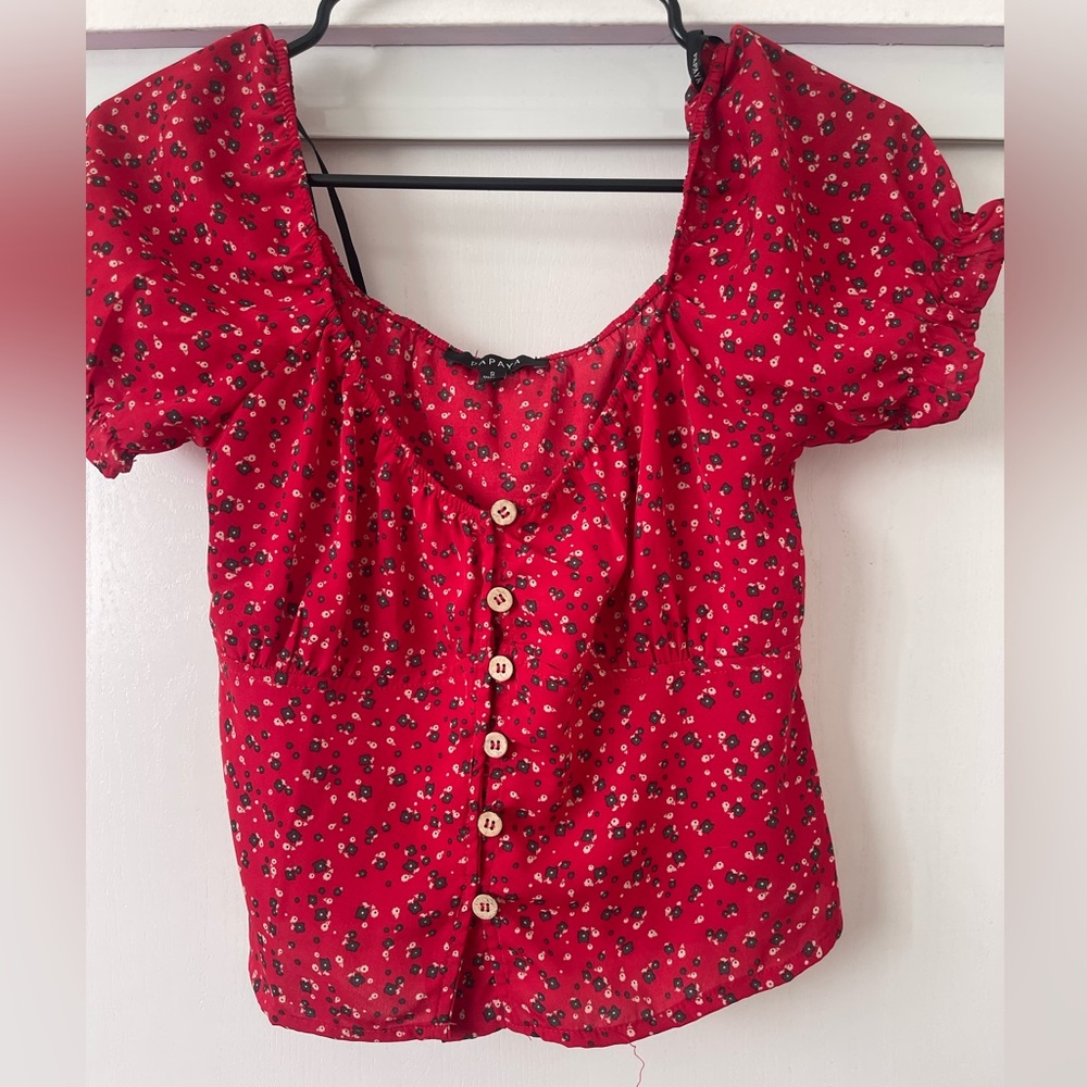 Red flower shirt